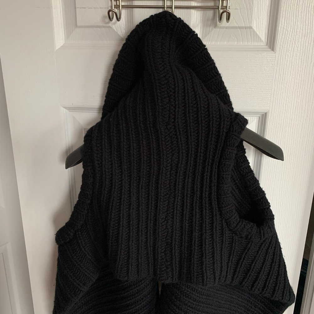 ANN DEMEULEMEESTER • Asymmetric Black Wool Ribbed Fisherman Sweater Vest FR 40 M - Picture 11 of 15